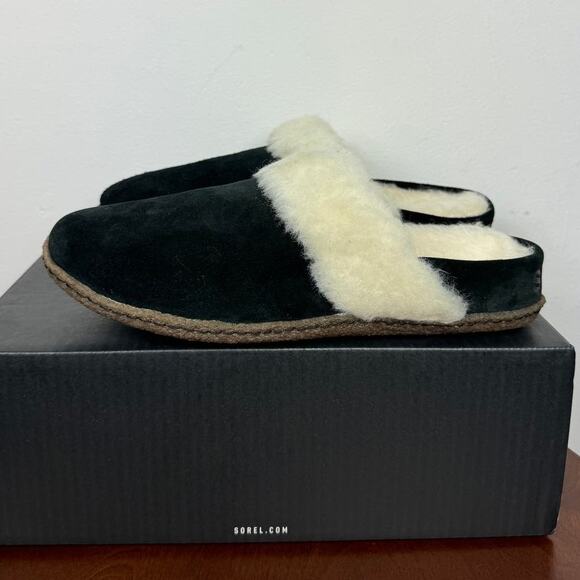 New Sorel Nakiska Slide II Slippers in Black Suede Women's Size 11 - Picture 4 of 9
